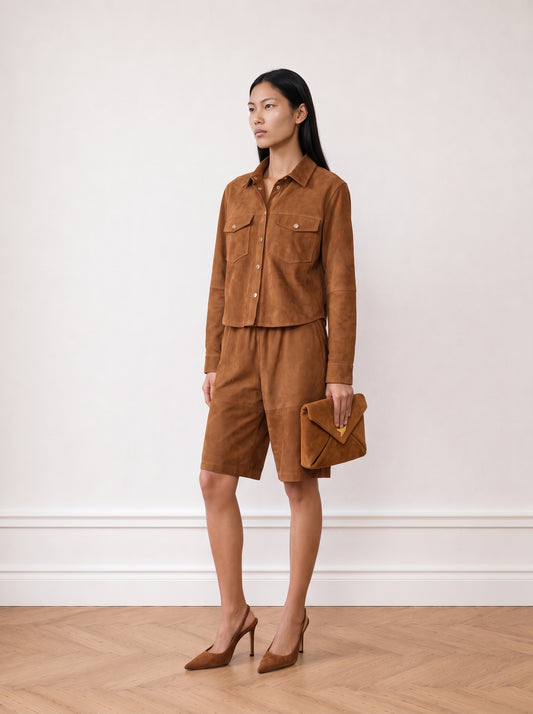 Suede Bermuda shorts