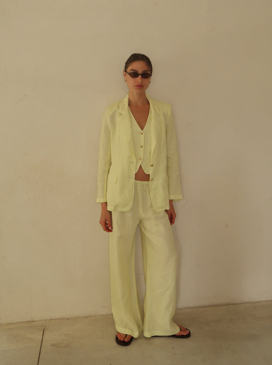 מכנסי פשתן רגל רחבה